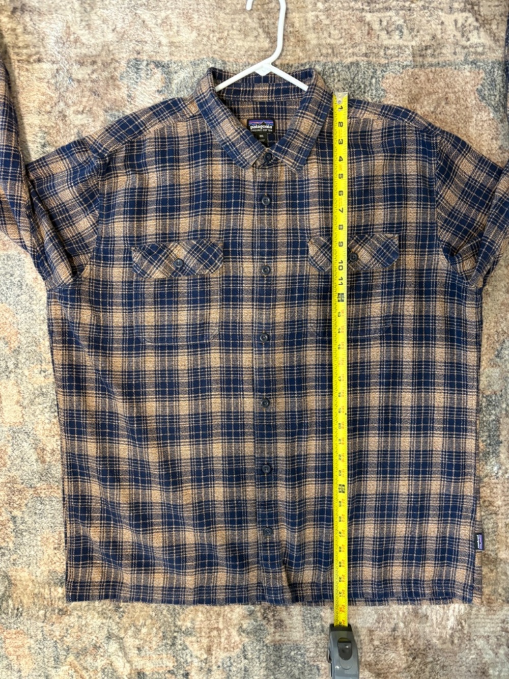 Patagonia #53947 Men's Blue/Tan Plaid Fjord Flannel Button-Front Shirt XXL/2XL - Picture 8 of 11